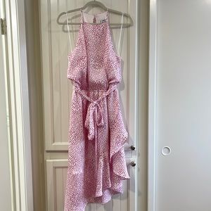 Express Pink Polka Dot Midi Dress